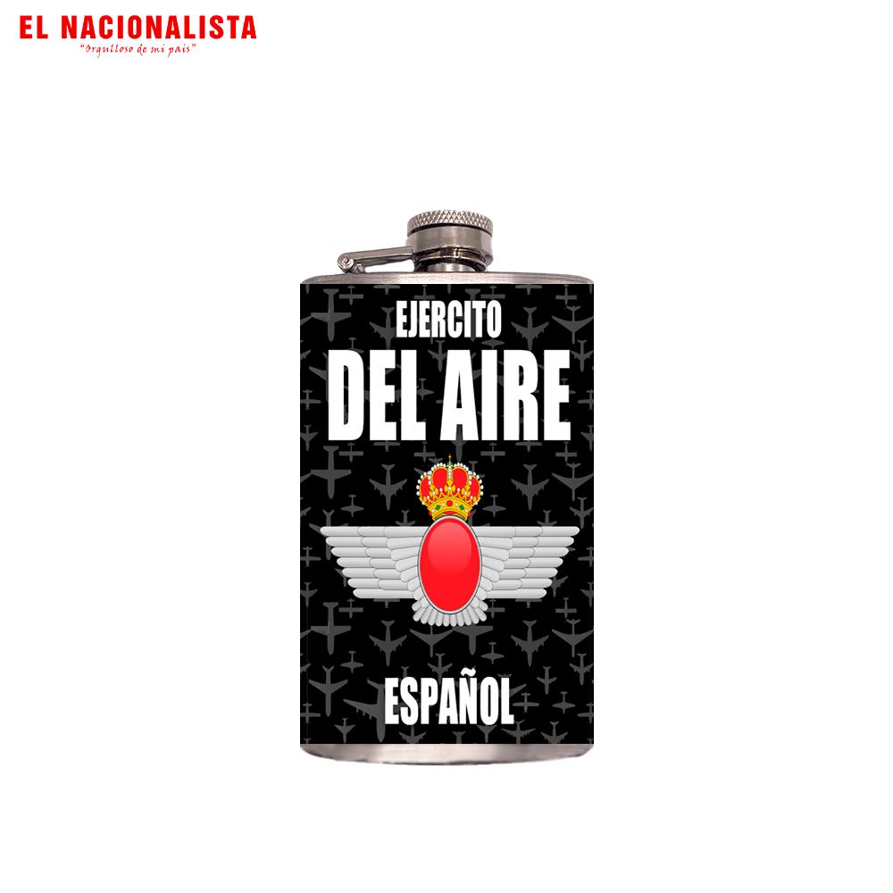Petaca Metálica Ejército del Aire Español – Licorera de Bolsillo con Emblema del Ejército del Aire