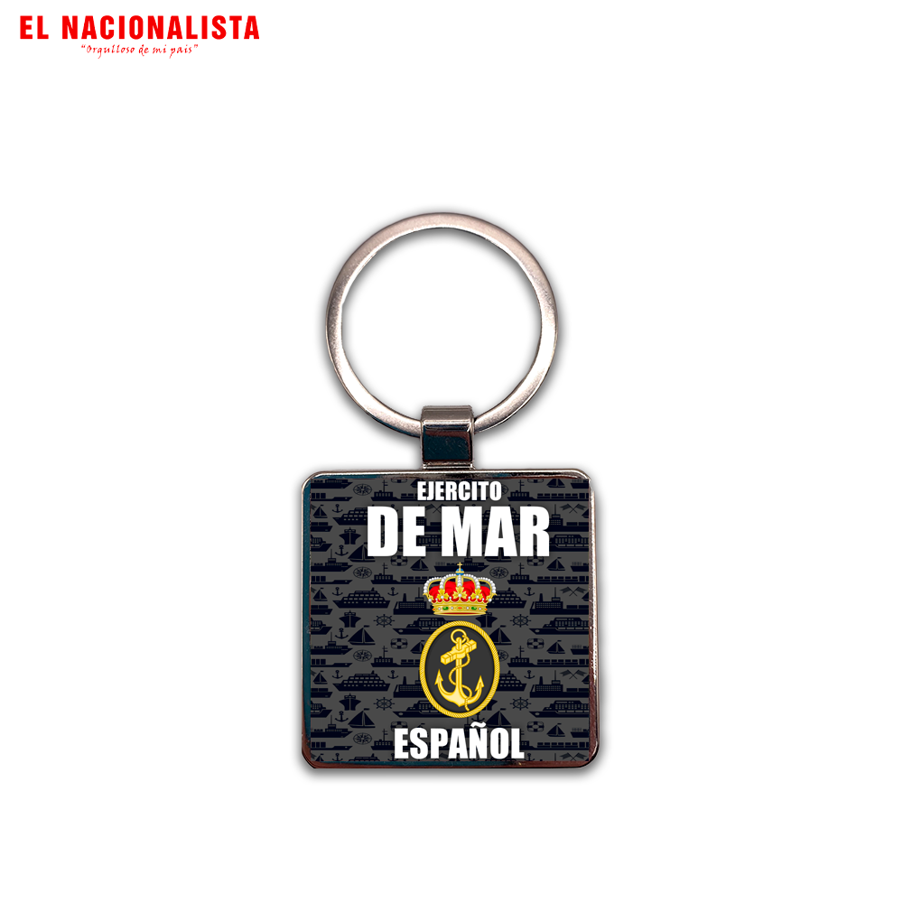 Llavero Cuadrado Metálico Ejército de Mar Español – Accesorio con Emblema del Ejército de Mar