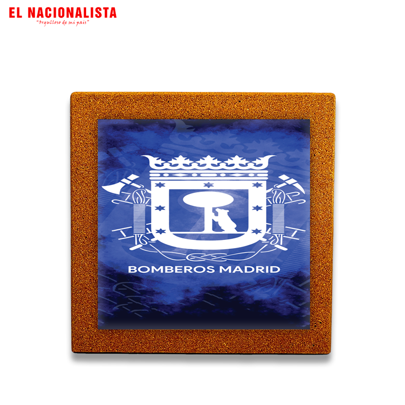 Baldosa Decorativa Enmarcada Bomberos Madrid – Azulejo con Escudo Oficial