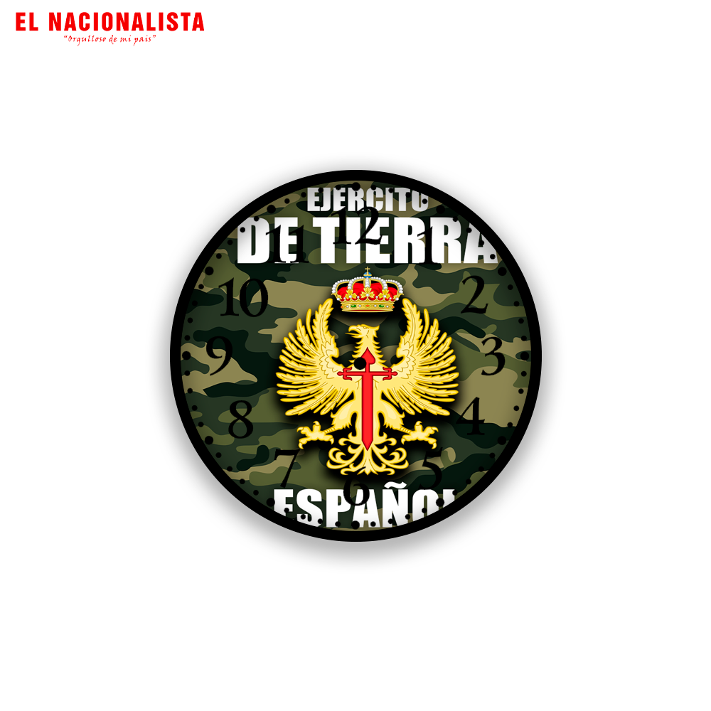 Reloj de Pared Redondo Ejército de Tierra Español – Reloj con Emblema del Ejército de Tierra