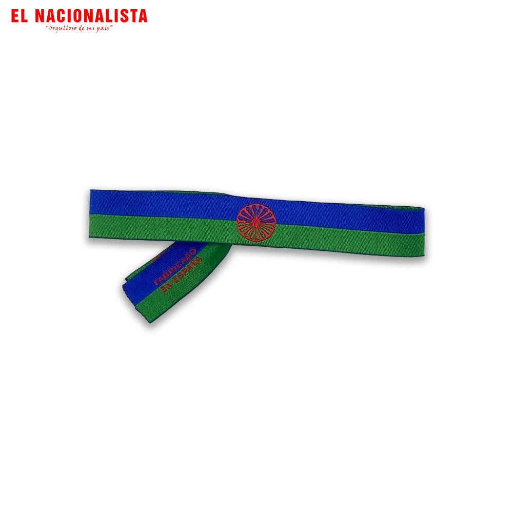 Pulsera Bandera Romaní – Azul Verde Lisa