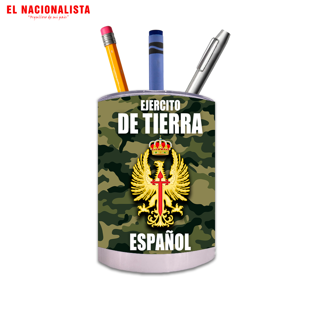 Porta Lápices Circular Ejército de Tierra Español – Cubilete de Escritorio con Emblema del Ejército de Tierra