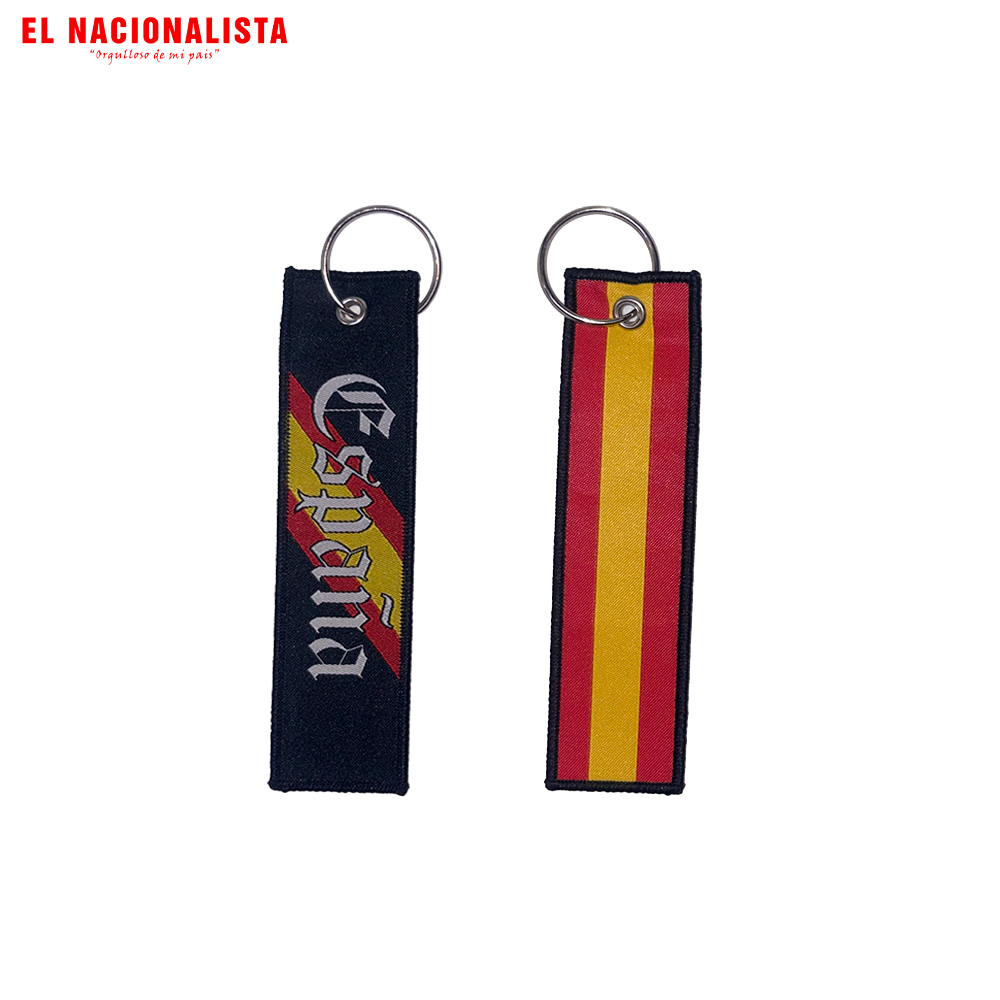 Llavero Largo España con Toro – Bandera y Letras Góticas