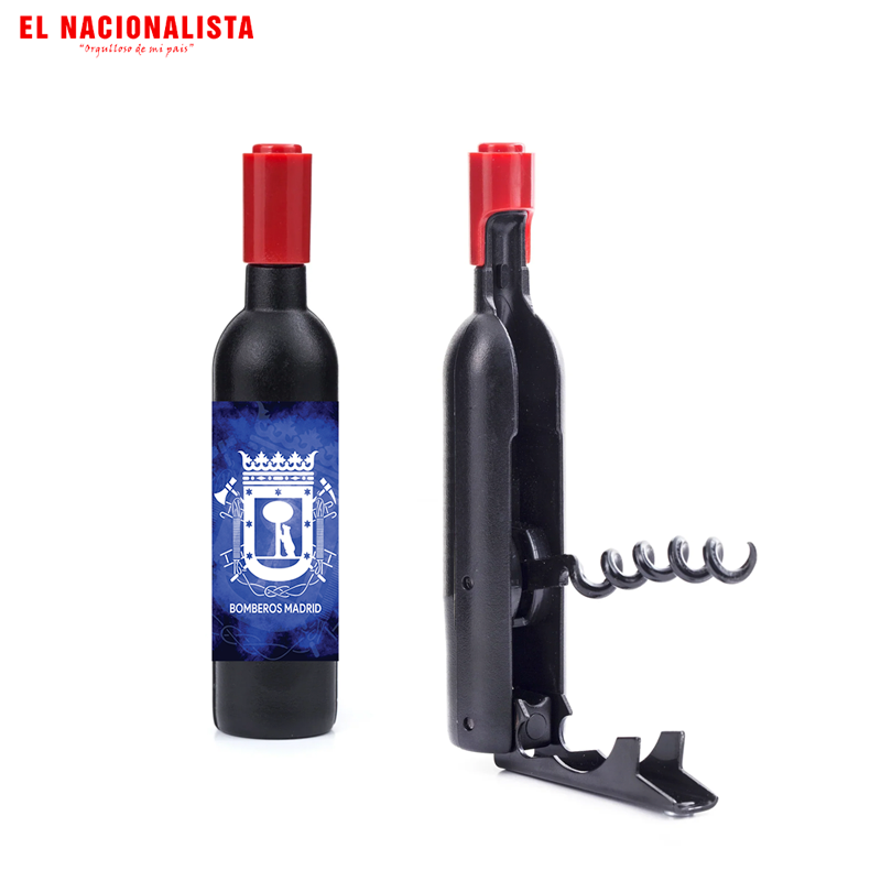 Sacacorchos con Forma de Botella Bomberos Madrid – Abridor de Vinos con Escudo Oficial
