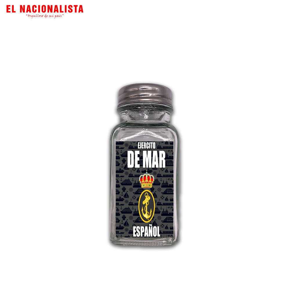 Salero de Cristal Ejército de Mar Español – Dispensador de Sal con Emblema del Ejército de Mar