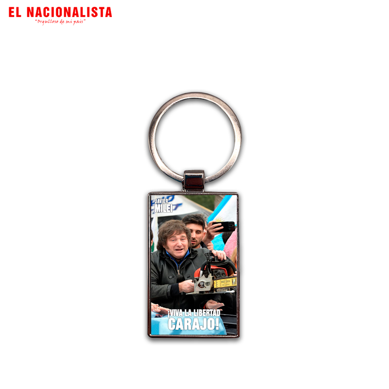 Llavero Rectangular Metálico Javier Milei – Accesorio Viva la Libertad
