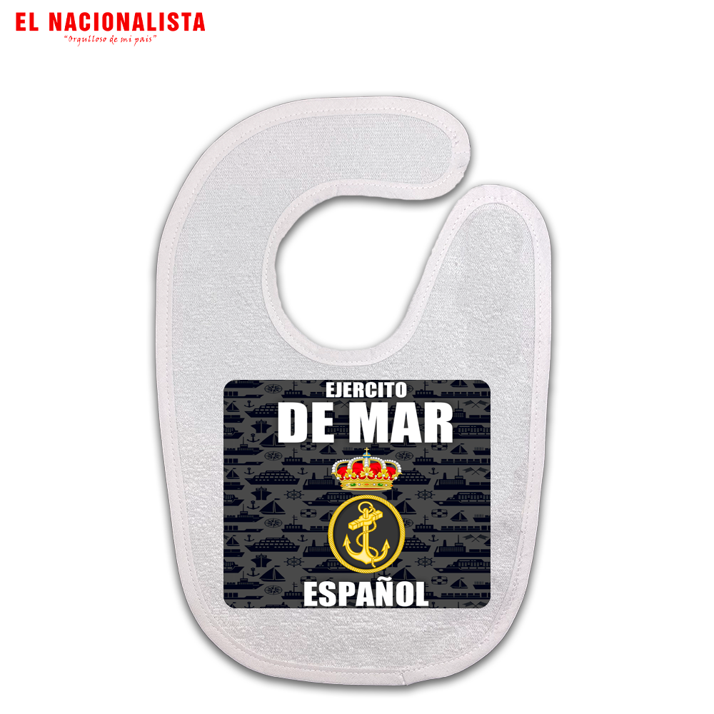 Babero para Bebé Ejército de Mar Español – Babero Personalizado con Emblema del Ejército de Mar