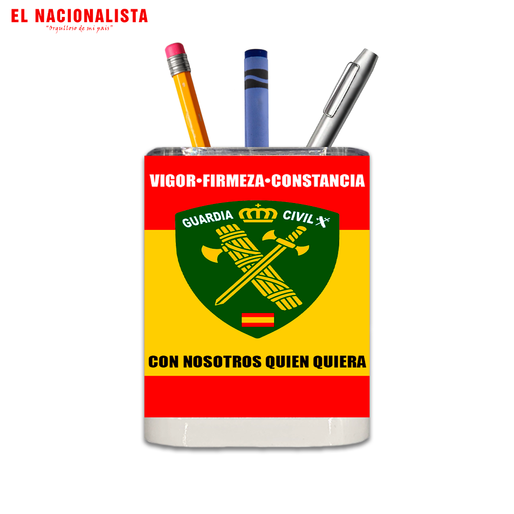 Porta Lápices Cuadrado Guardia Civil España – Cubilete de Escritorio con Emblema de la Guardia Civil