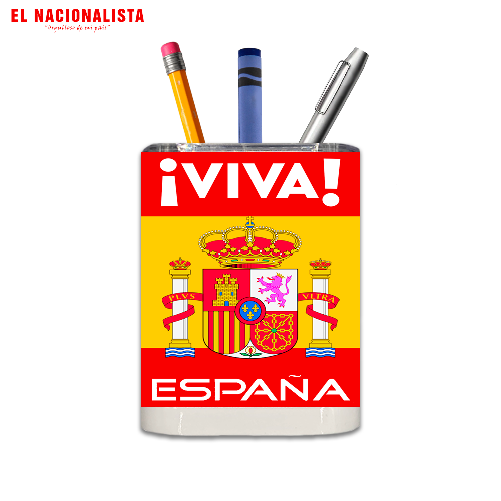 Porta Lápices Cuadrado Viva España bandera – Organiza con Identidad Viva España bandera