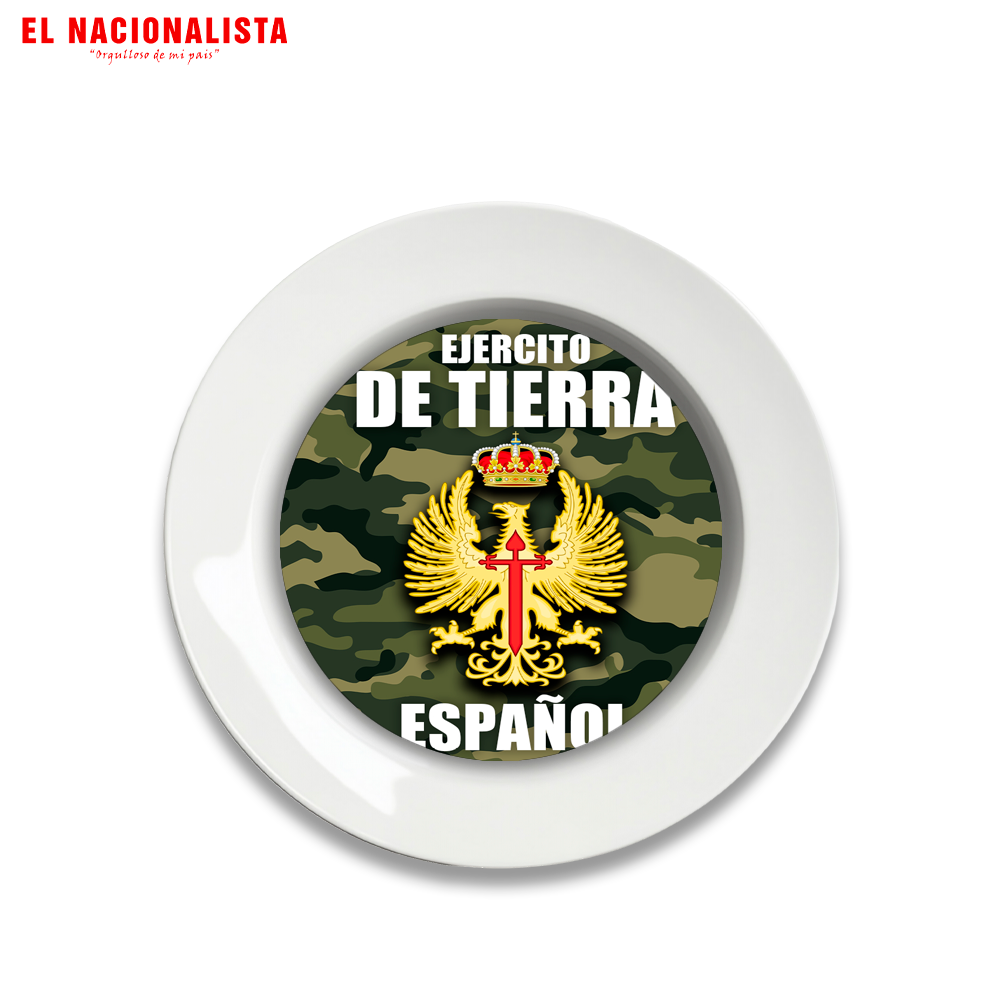 Plato Decorativo Ejército de Tierra Español – Plato de Cerámica con Emblema del Ejército de Tierra