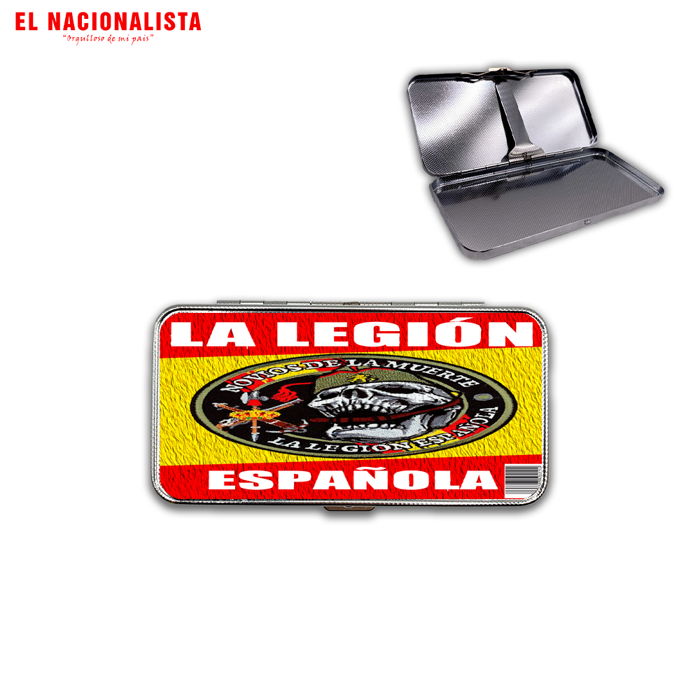 Pitillera Metálica Legión Española Novios de la Muerte – Estuche de Bolsillo con Emblema Legionario