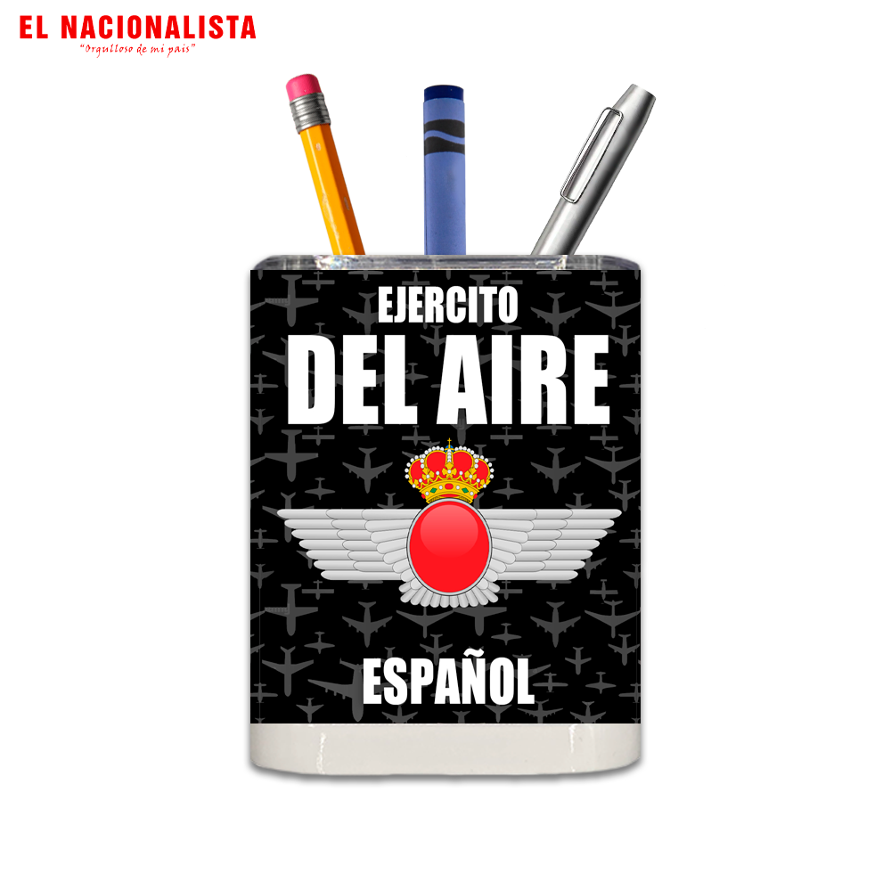 Porta Lápices Cuadrado Ejército del Aire Español – Cubilete de Escritorio con Emblema del Ejército del Aire