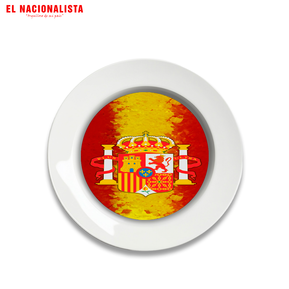 Plato Decorativo Escudo con bandera españa – Arte en tu Mesa Escudo con bandera españa