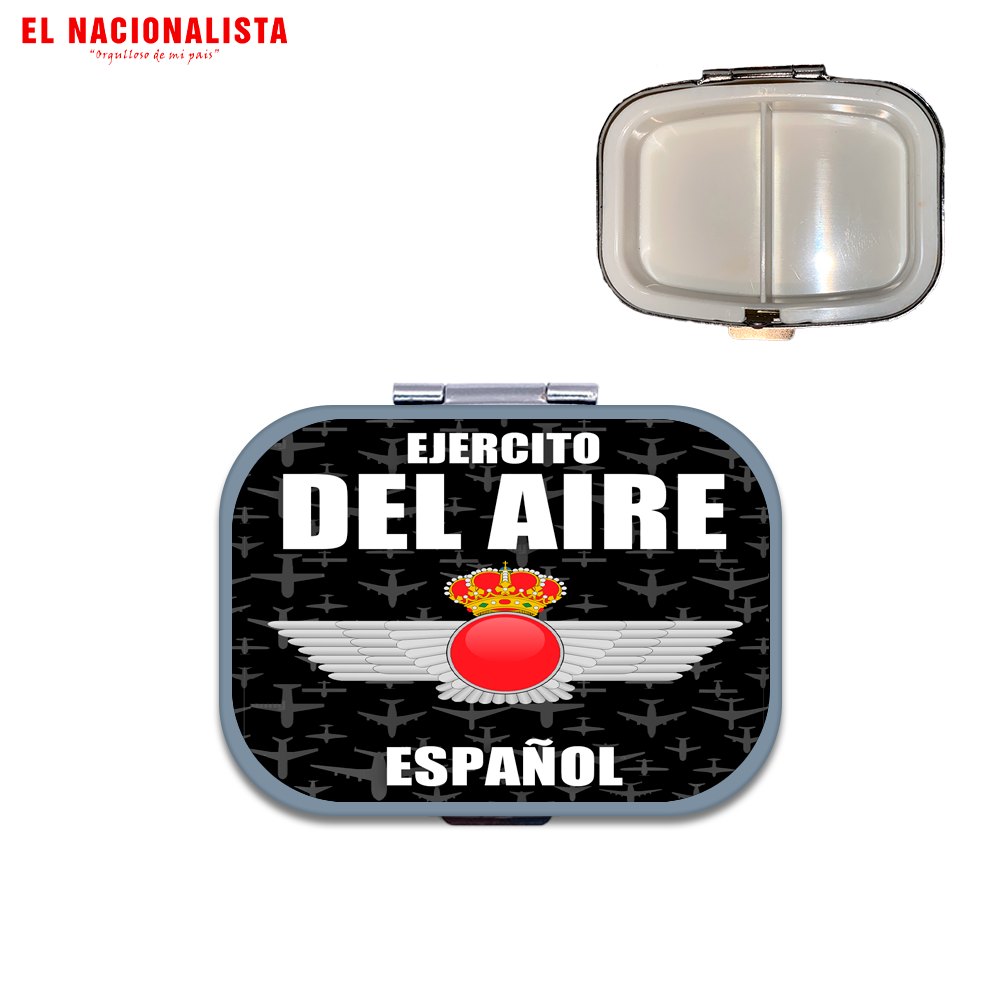 Pastillero Metálico Cuadrado Ejército del Aire Español – Organizador Compacto con Emblema del Ejército del Aire