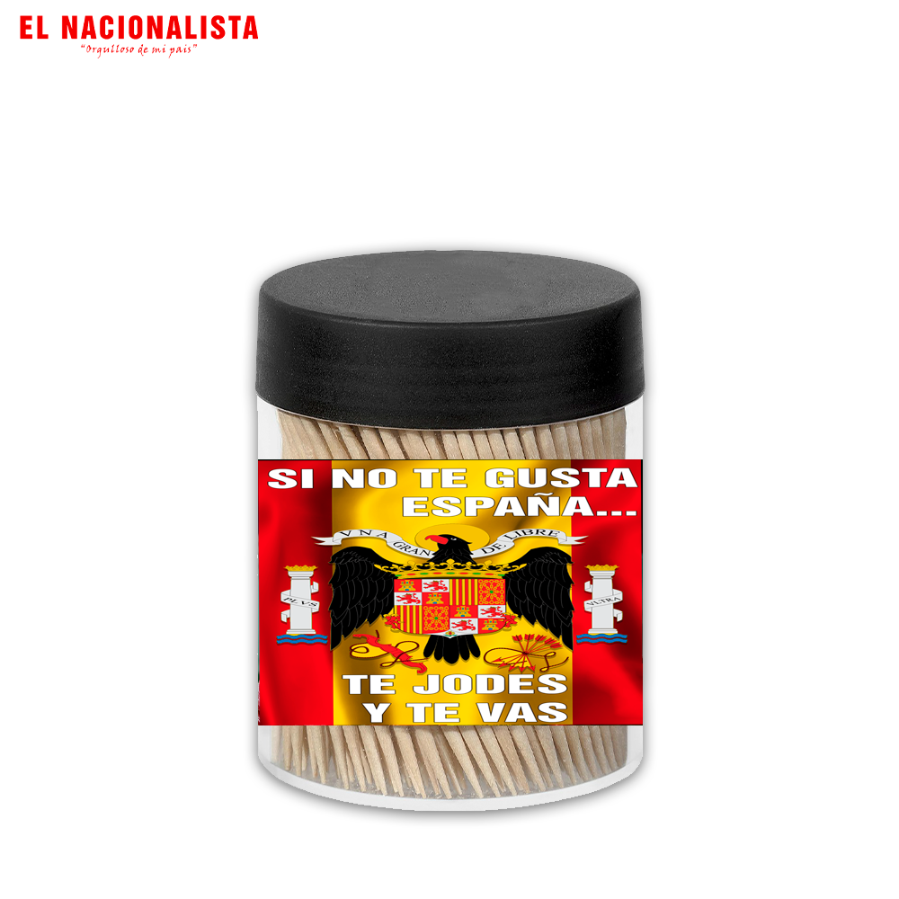 Bote de Palillos SI NO TE GUSTA ESPAÑA TE JODES Y TE VAS – Palillero de Cocina SI NO TE GUSTA ESPAÑA TE JODES Y TE VAS