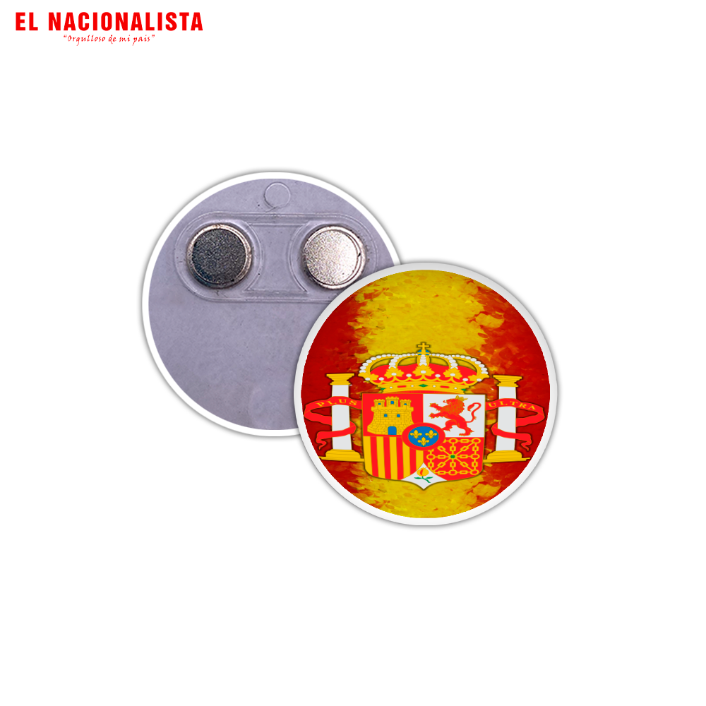 Imán Redondo Escudo con bandera españa – Recuerdo Magnético Escudo con bandera españa