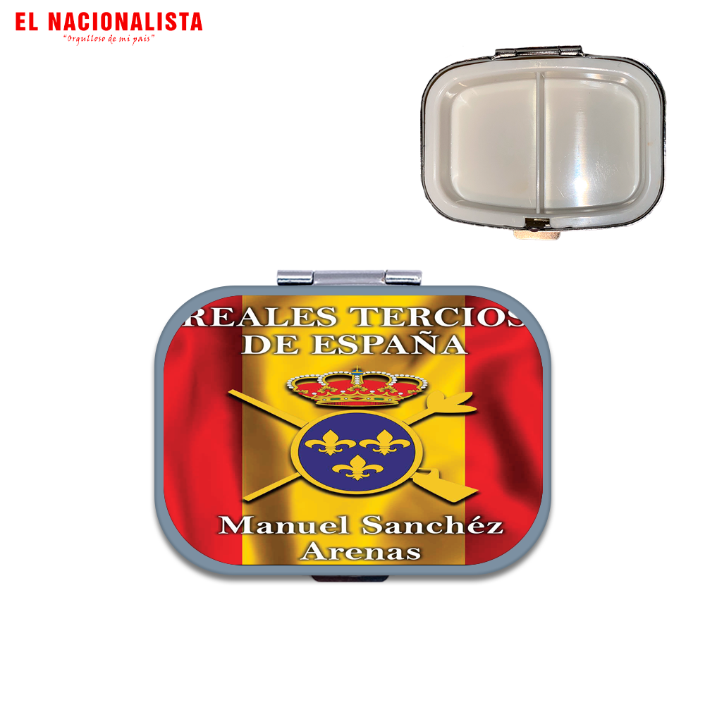 Pastillero Metálico Cuadrado Tercios de España – Organizador Compacto Tercios de España