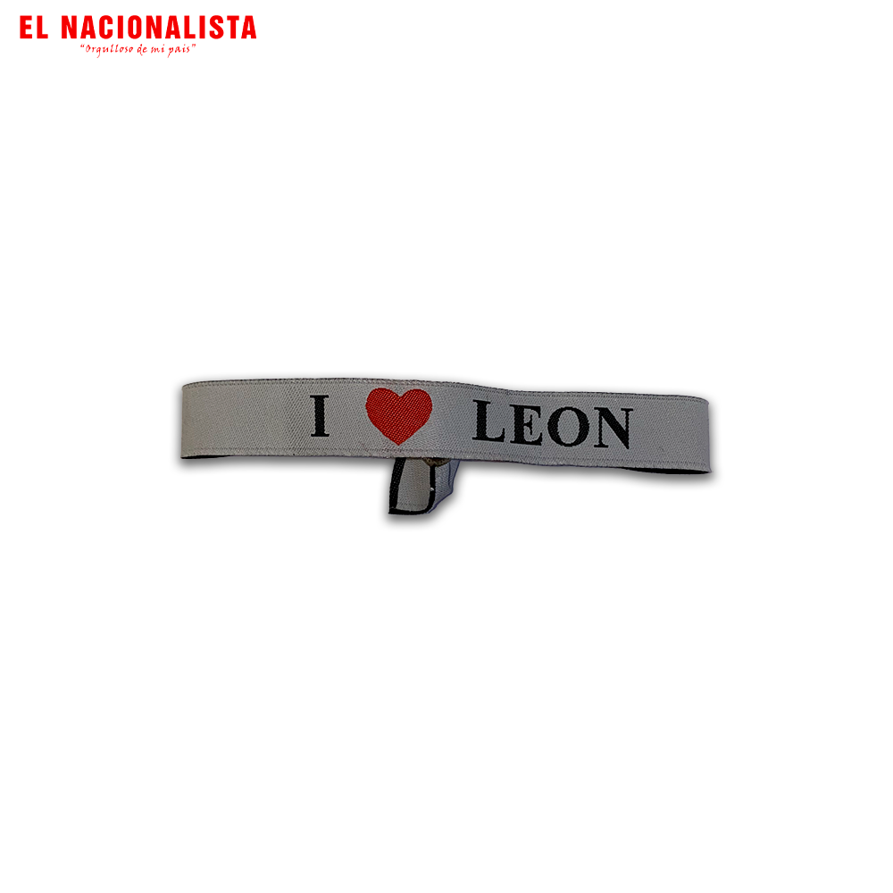 Pulsera I Love León – Blanca Corazón Rojo