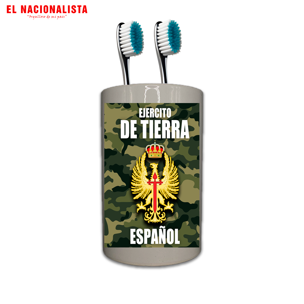Bote para Cepillos de Dientes Ejército de Tierra Español – Organizador de Baño con Emblema del Ejército de Tierra