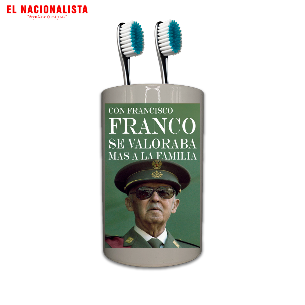 Bote para Cepillos Con Francisco Franco se valoraba la Familia