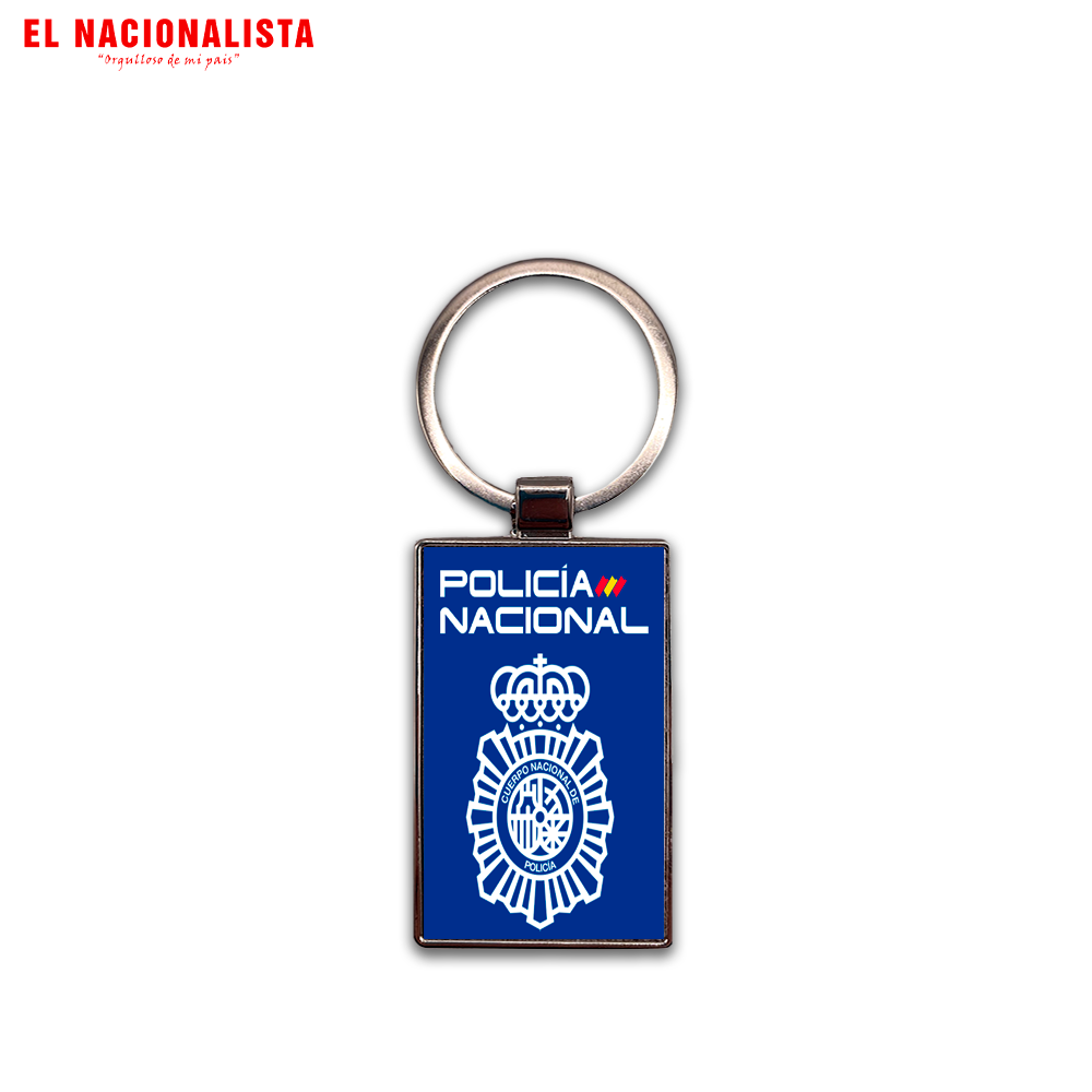 Llavero Rectangular Metálico Policía Nacional – Accesorio con Emblema de la Policía Nacional