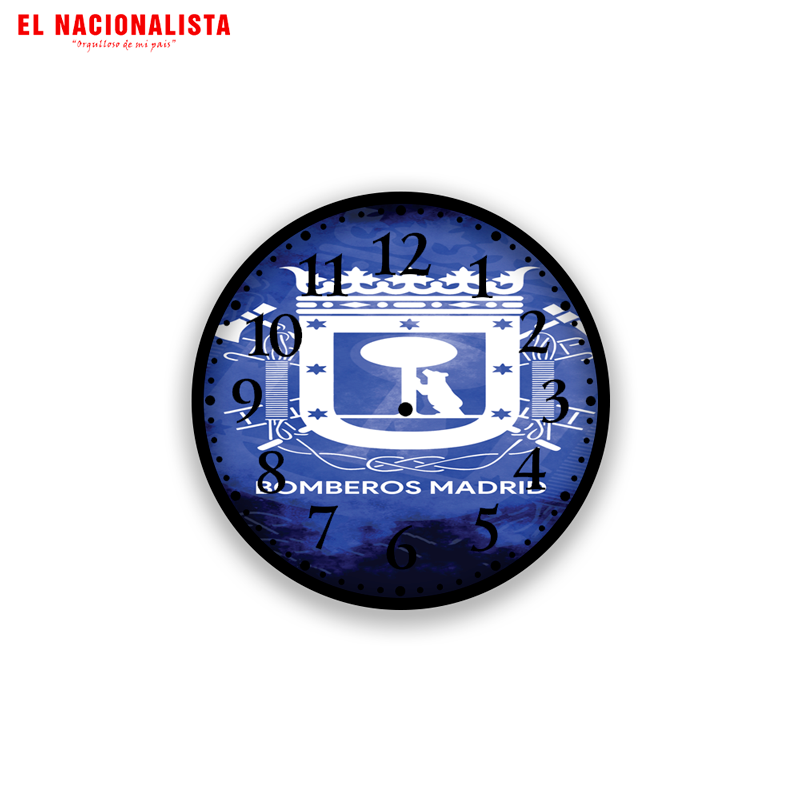 Reloj de Pared Redondo Bomberos Madrid – Reloj con Escudo Oficial