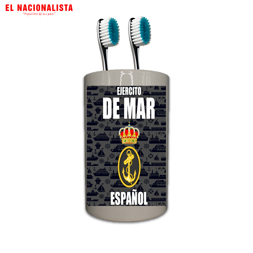 Bote para Cepillos de Dientes Ejército de Mar Español – Organizador de Baño con Emblema del Ejército de Mar
