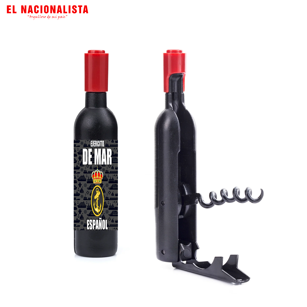 Sacacorchos con Forma de Botella Ejército de Mar Español – Abridor de Vinos con Emblema del Ejército de Mar
