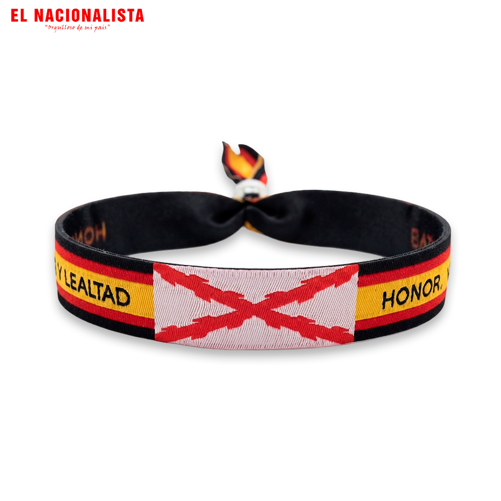 Pulsera Cruz de Borgoña Bordes Blancos