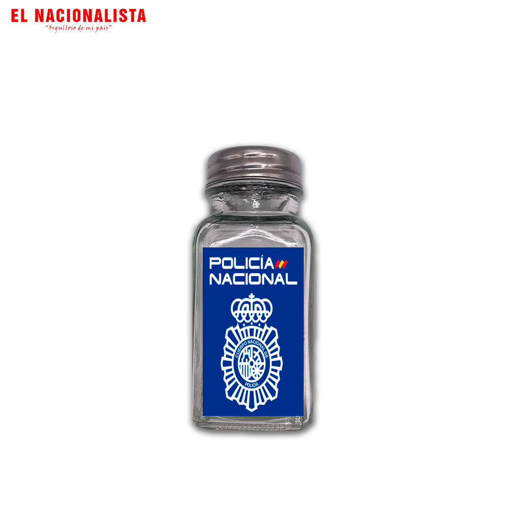 Salero de Cristal Policía Nacional – Dispensador de Sal con Emblema de la Policía Nacional
