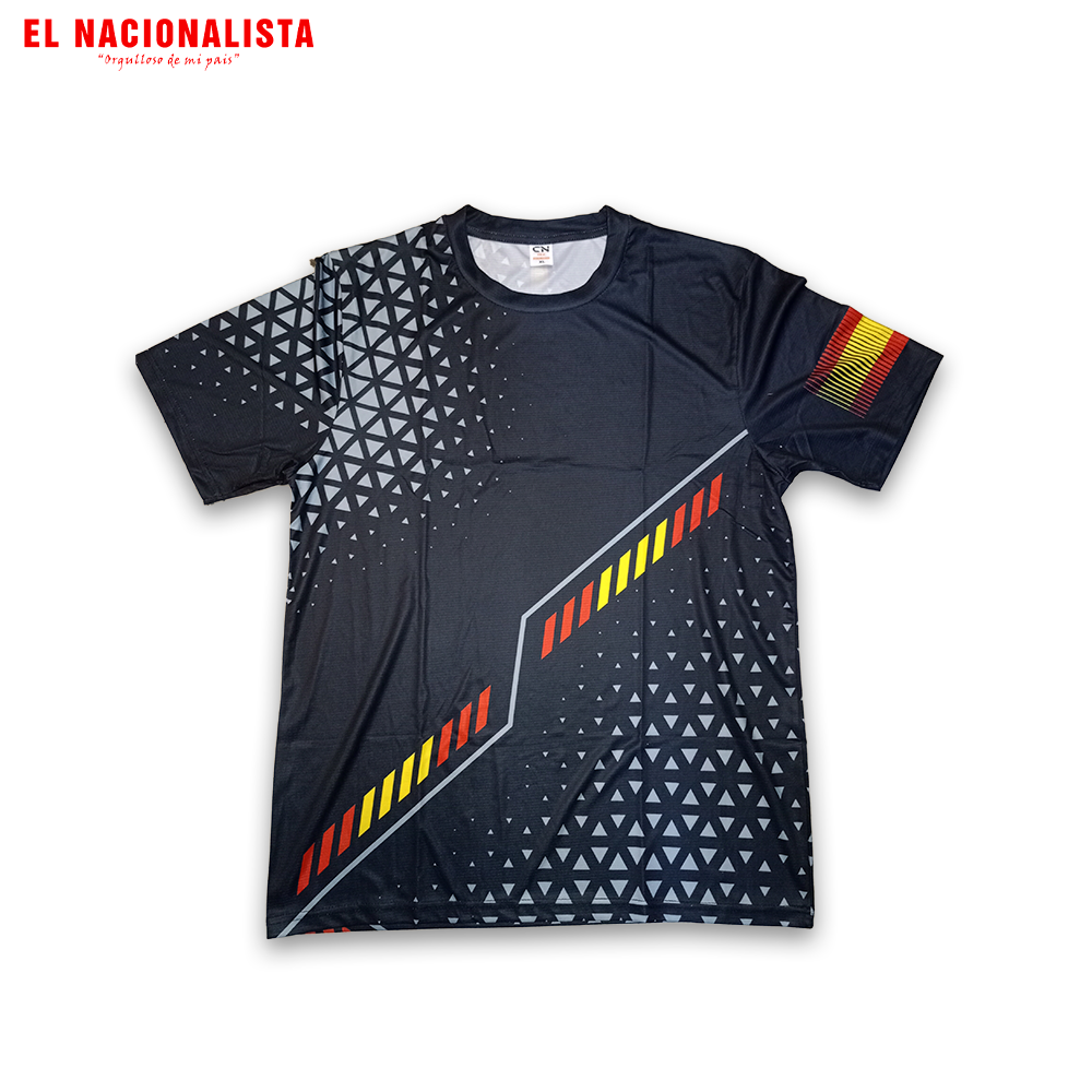 Camiseta Técnica España Diseño Geométrico Negro