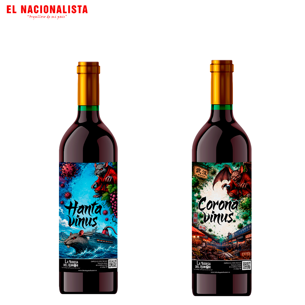 Pack 2 Vinos Crianza Divertido para Regalos y Eventos con Mensaje Gracioso | Hantavirus + Coronavirus
