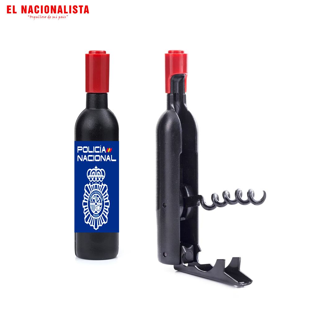 Sacacorchos con Forma de Botella Policía Nacional – Abridor de Vinos con Emblema de la Policía Nacional
