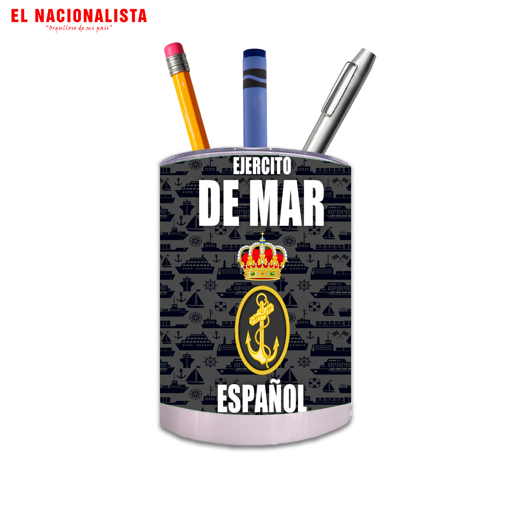 Porta Lápices Circular Ejército de Mar Español – Cubilete de Escritorio con Emblema del Ejército de Mar