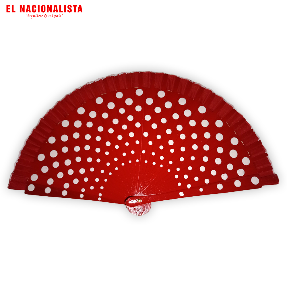 Abanico Flamenco Rojo con Lunares Blancos