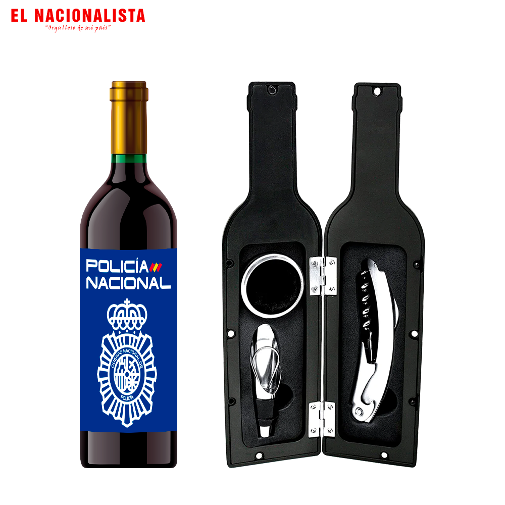 Kit Sacacorchos en Estuche Policía Nacional – Set de Vino con Emblema de la Policía Nacional