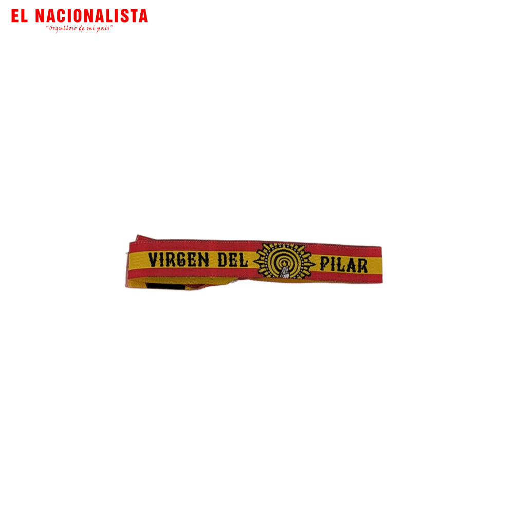 Pulsera de Tela de la Virgen del Pilar – Pulsera Tradicional con la Bandera de España y Cinta Rígida Ajustable