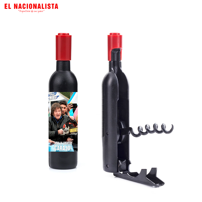 Sacacorchos con Forma de Botella Javier Milei – Abridor de Vinos Exclusivo