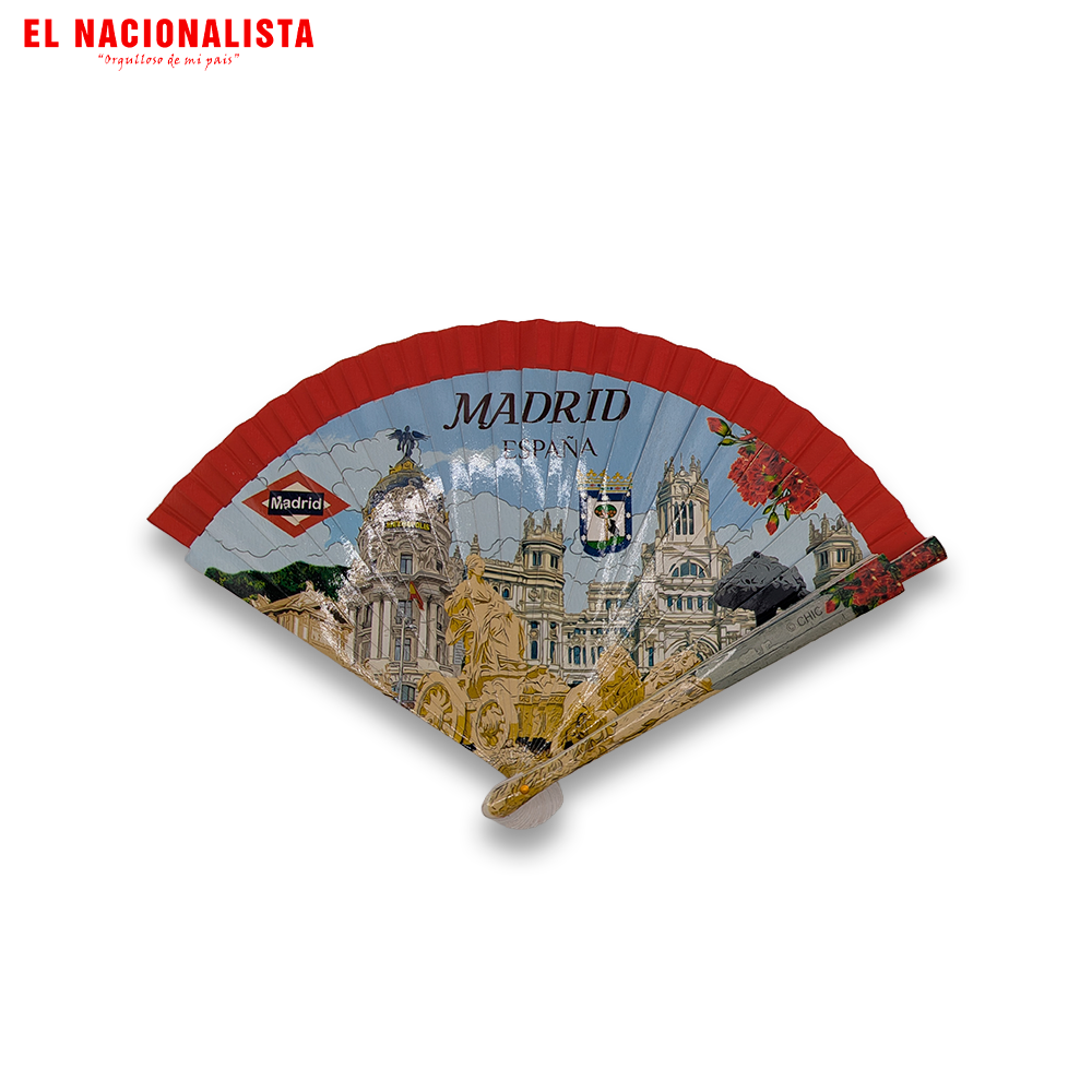 Abanico Monumental de Madrid – Abanico de Madera con la Cibeles, Metrópolis y Metro