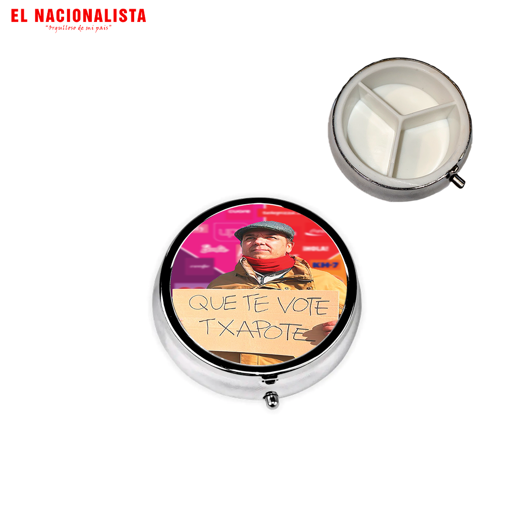 Pastillero Redondo Que te vote Txapote – Práctico y Original Que te vote Txapote