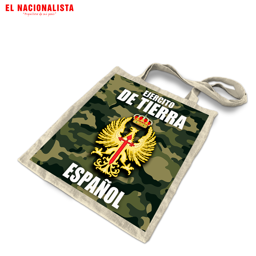 Bolsa de Tela Tote Bag Ejército de Tierra Español – Bolso con Emblema del Ejército de Tierra