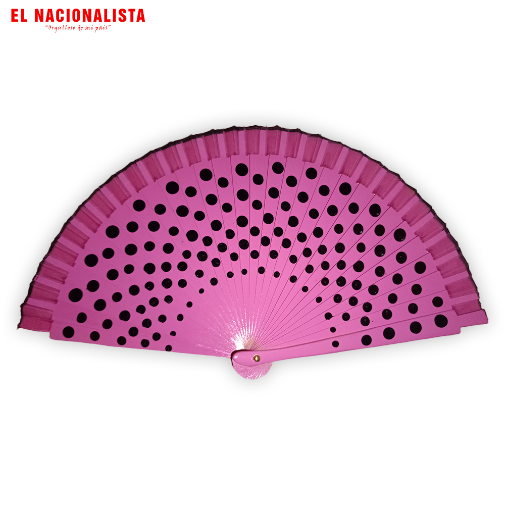 Abanico Flamenco Fucsia con Lunares Negros