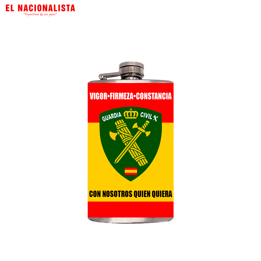 Petaca Metálica Guardia Civil España – Licorera de Bolsillo con Emblema de la Guardia Civil