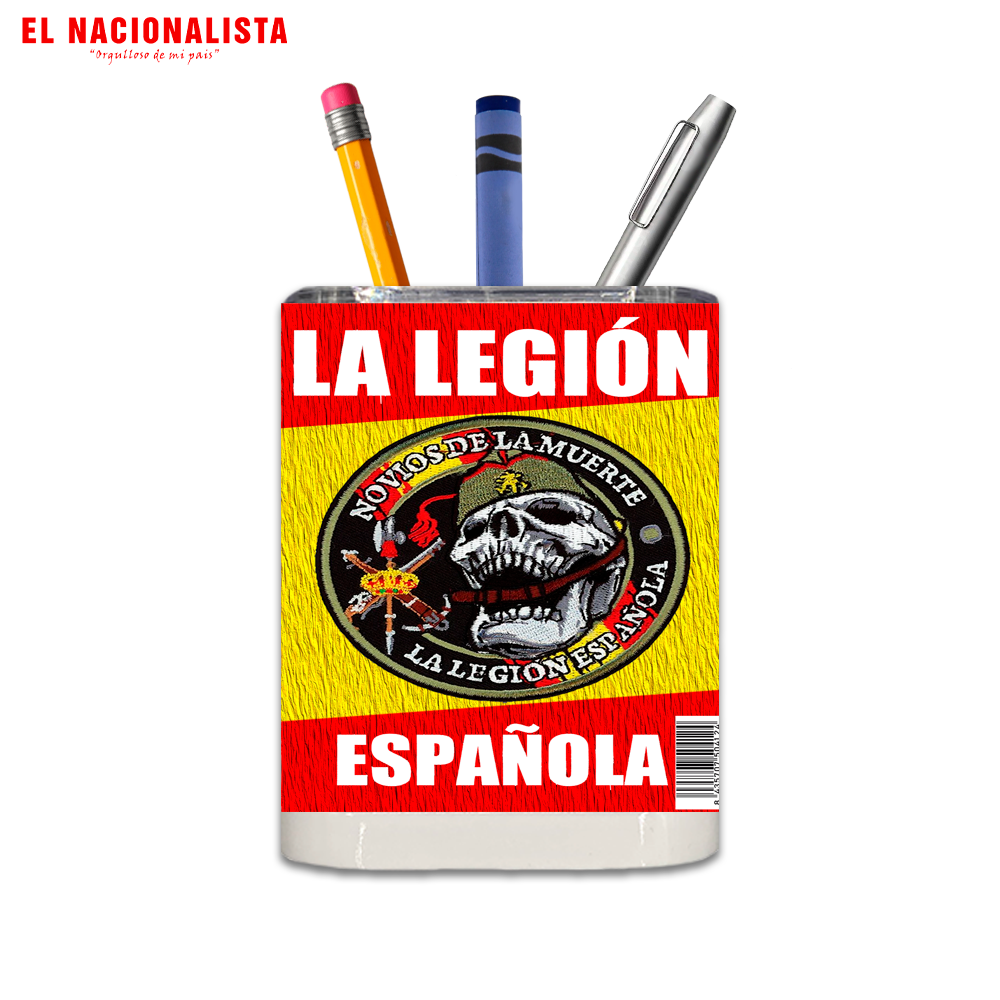 Porta Lápices Cuadrado Legión Española Novios de la Muerte – Cubilete de Escritorio con Emblema Legionario