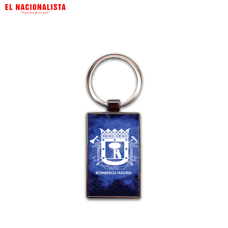 Llavero Rectangular Metálico Bomberos Madrid – Accesorio con Escudo Oficial