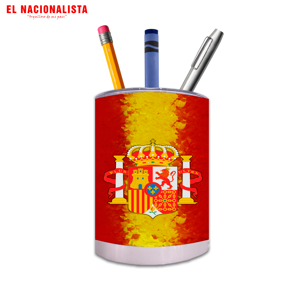 Porta Lápices Circular Escudo con bandera españa – Orden con Identidad Escudo con bandera españa