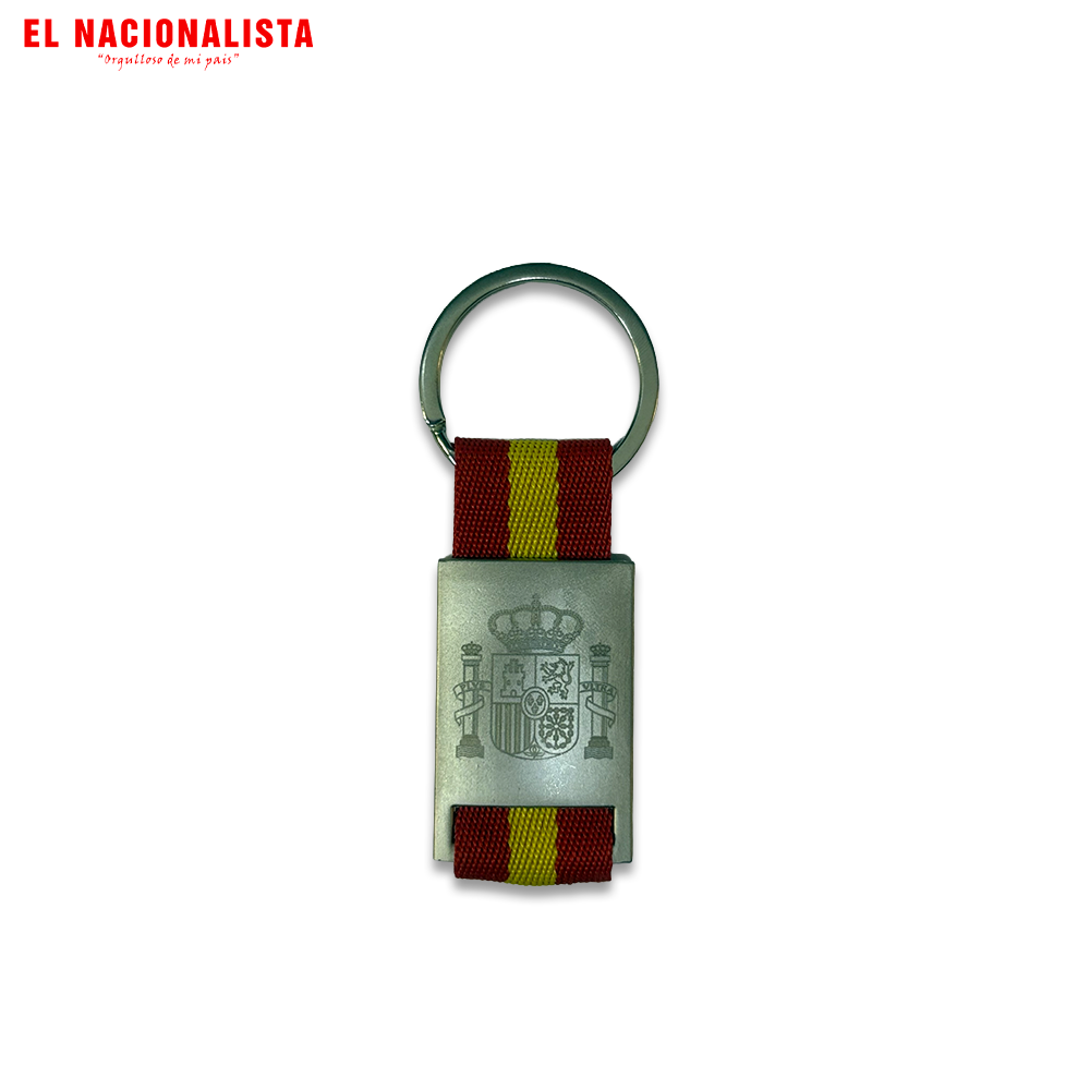 Llavero de Tela Escudo de España Grabado – Cinta Bandera Rojo