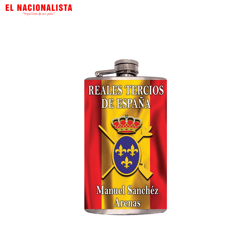 Petaca Metálica Tercios de España – Licorera de Bolsillo Tercios de España