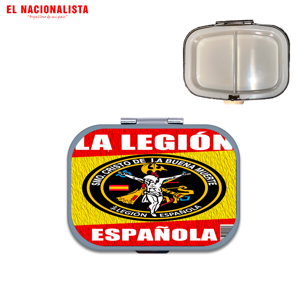 Pastillero Metálico Cuadrado Cristo de la Buena Muerte – Organizador Compacto con Imagen del Cristo de la Buena Muerte