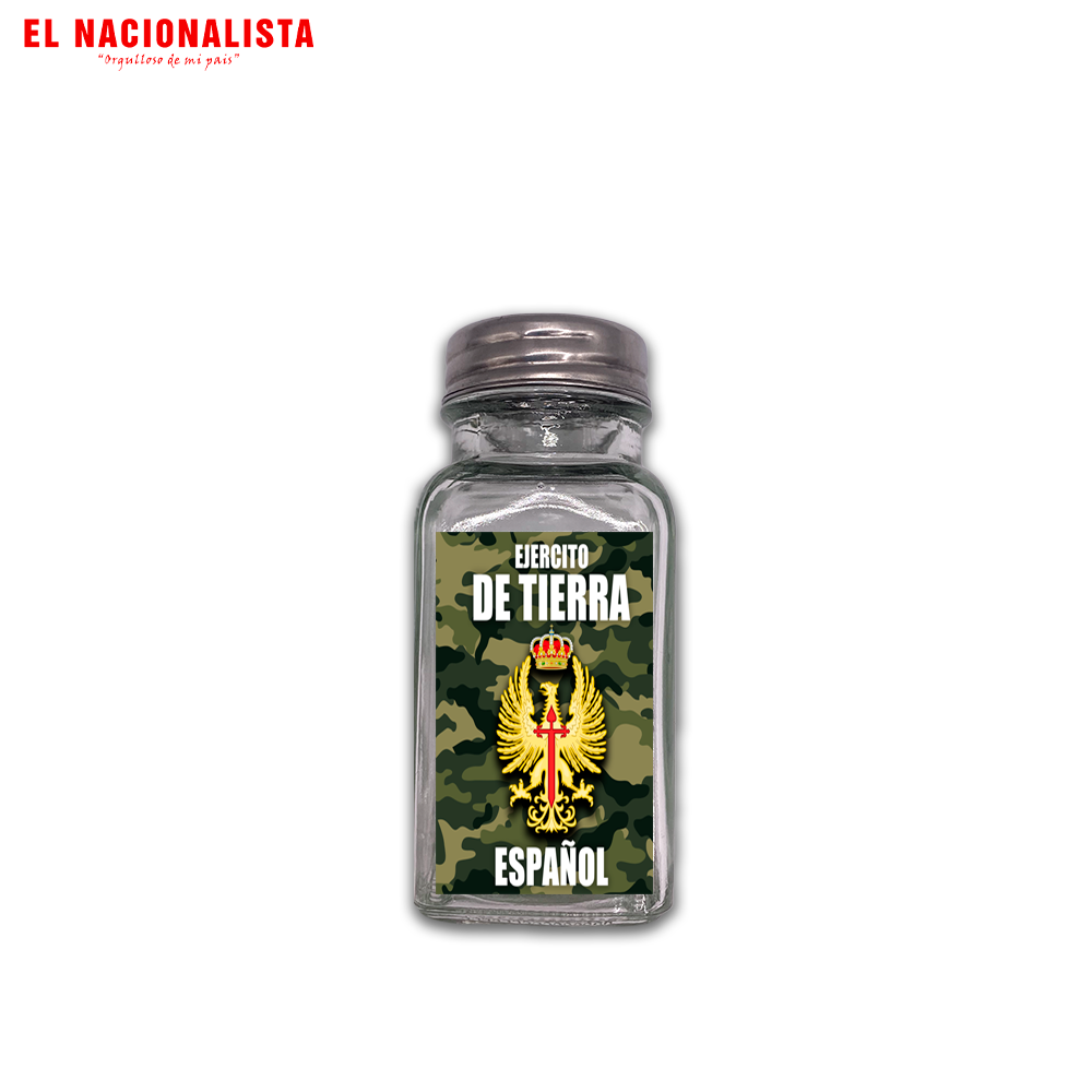 Salero de Cristal Ejército de Tierra Español – Dispensador de Sal con Emblema del Ejército de Tierra